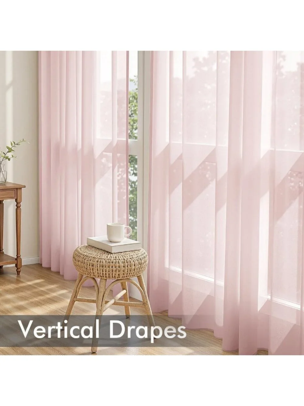 Blush Pink Sheer Curtains, 63